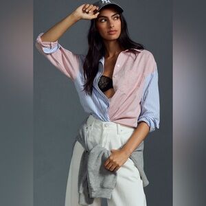 Maeve The Bennet Button Down Shirt Mixed Striped Edition